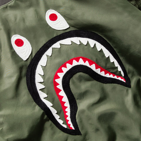 A Bathing Ape Shark MA-1 Bomber Jacket - Olive Drab