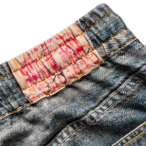 A Bathing Ape Bape Sta Fake Print Shorts - Light Indigo