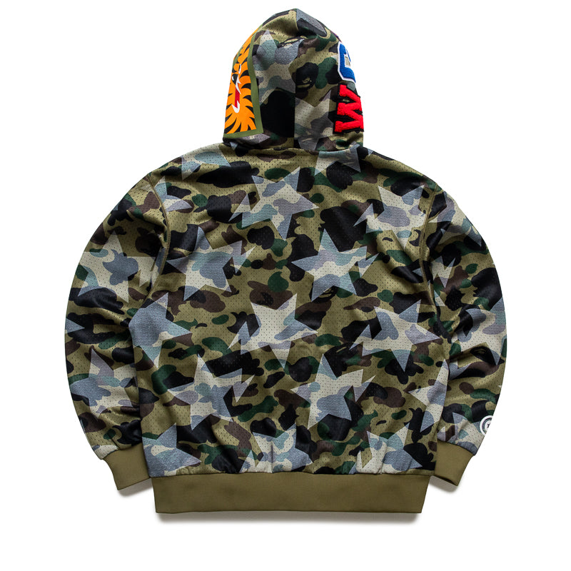 A Bathing Ape Sta Over Print 1st Camo Mesh Shark Full Zip Hoodie