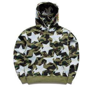 A Bathing Ape Sta Over Print 1st Camo Shark Pullover Hoodie - Green