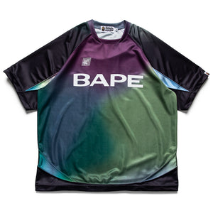 A Bathing Ape Tie Dye Sta Stripe Pattern Football Jersey - Black