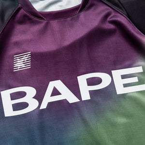 A Bathing Ape Tie Dye Sta Stripe Pattern Football Jersey - Black