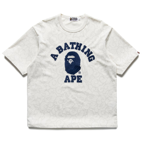 A Bathing Ape Washed Cloud Camo College Tee - Ivory