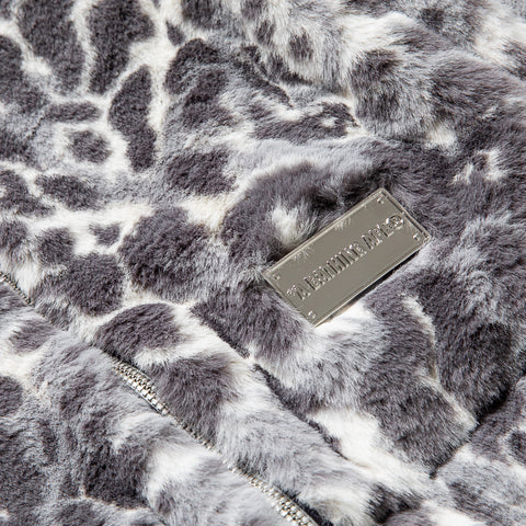 A Bathing Ape Wild Leopard Pattern Faux Fur Shark Full Zip Jacket - Gray