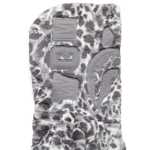 A Bathing Ape Wild Leopard Pattern Faux Fur Shark Full Zip Jacket - Gray