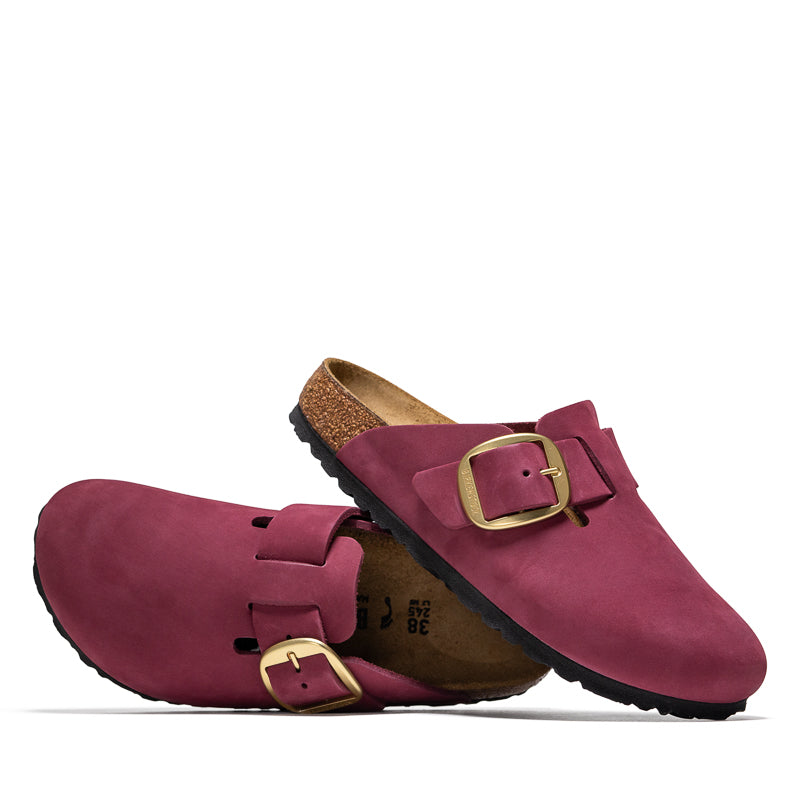 Birkenstock Boston Big Buckle マルーン 39 Boston Big Buckle Nubuck Leather in Color Berry Crush