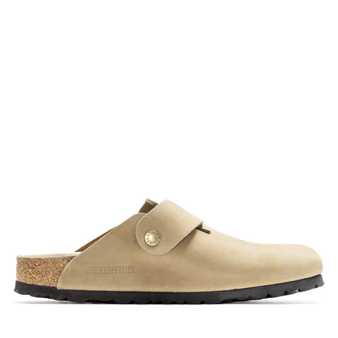 Women's Birkenstock Boston Big Buckle Oiled Leather - Tobacco Brown