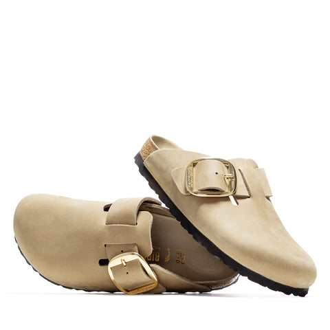 Women's Birkenstock Boston Big Buckle Oiled Leather - Tobacco Brown