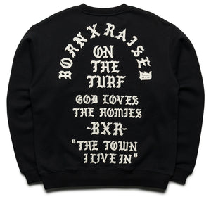 Born x Raised The Town Felt Letter Crewneck - Black