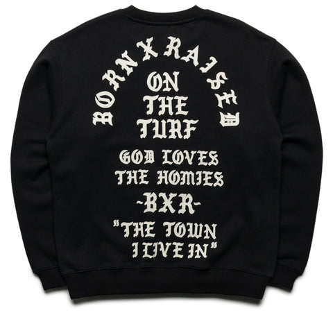 Born x Raised The Town Felt Letter Crewneck - Black
