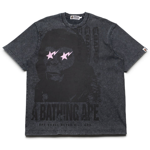 A Bathing Ape Garment Dye Multi Logo Tee - Black