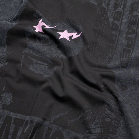 A Bathing Ape Garment Dye Multi Logo Tee - Black
