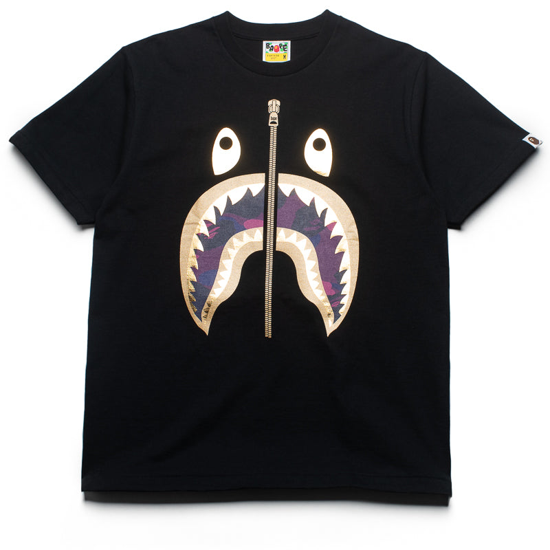 Newest BATHING APE COLOUR CAMO SHARK TEE BLACK