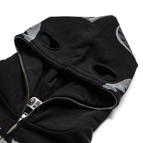 A Bathing Ape Skeleton Shark Heavy Washed Full Zip Hoodie - Black