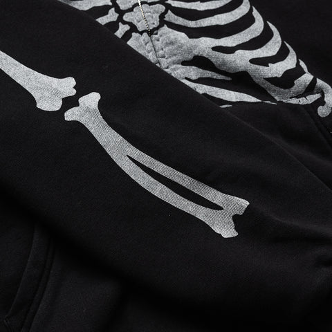 A Bathing Ape Skeleton Shark Heavy Washed Full Zip Hoodie - Black