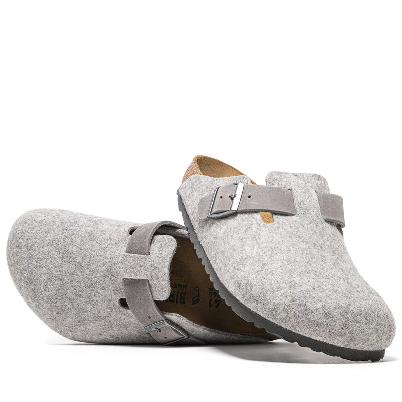 Birkenstock Boston Wool Oiled Leather - Light Gray – Sneaker Politics