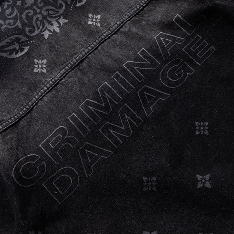 Criminal Damage Laser Print Denim Shirt - Washed Black