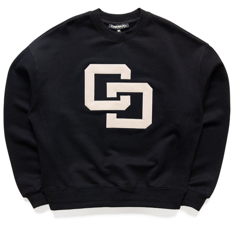 Criminal Damage Leather Applique Logo Sweater - Black