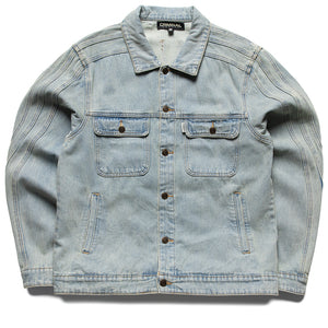 Criminal Damage Wavy Denim Jacket - Washed Blue