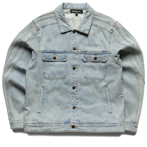 Criminal Damage Wavy Denim Jacket - Washed Blue