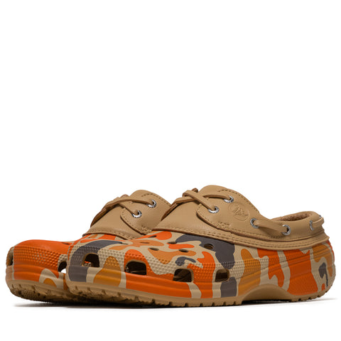 Crocs Classic Duck Camo Boat Shoe - Tan/Shocking Orange