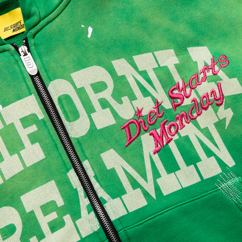Diet Starts Monday California Dreamin Full Zip Hoodie - Green