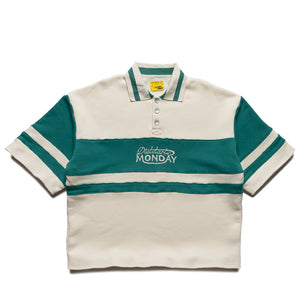 Diet Starts Monday Fleece Panel Polo - Cream/Emerald