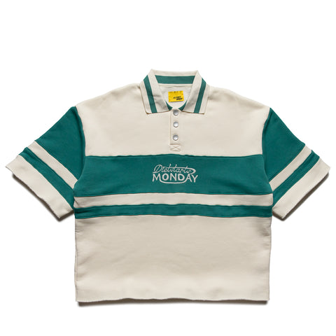 Diet Starts Monday Fleece Panel Polo - Cream/Emerald