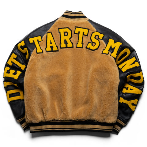 Diet Starts Monday Sherpa Varsity Jacket - Black/Yellow