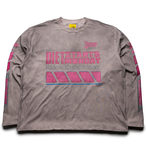 Diet Starts Monday Winners L/S Tee - Washed Grey/Pink