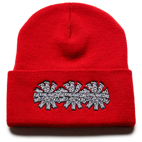 Fucking Awesome Three Spiral Cuff Beanie - Red