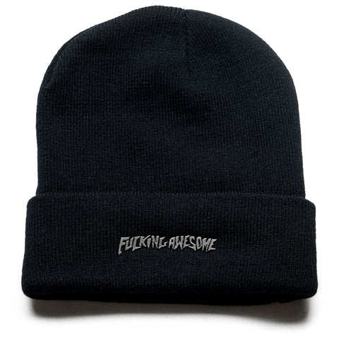 Fucking Awesome Metal Stamp Logo Cuff Beanie - Black