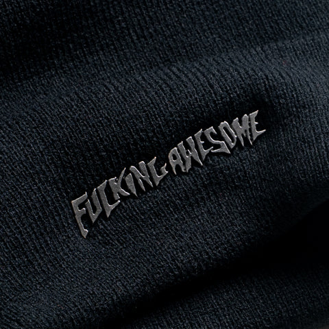 Fucking Awesome Metal Stamp Logo Cuff Beanie - Black
