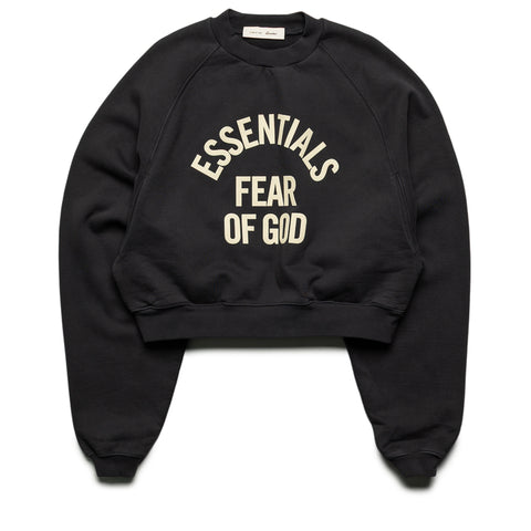 Women's Fear Of God Essentials Campus 90's Cropped Raglan Crewneck - Faded Black