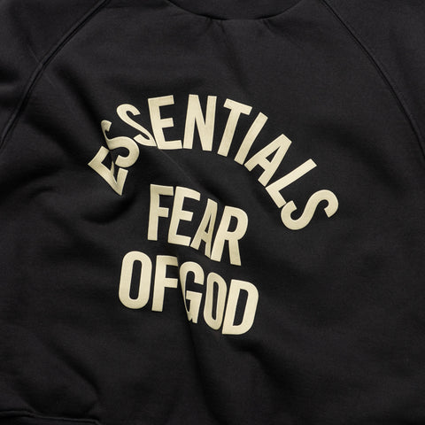 Women's Fear Of God Essentials Campus 90's Cropped Raglan Crewneck - Faded Black