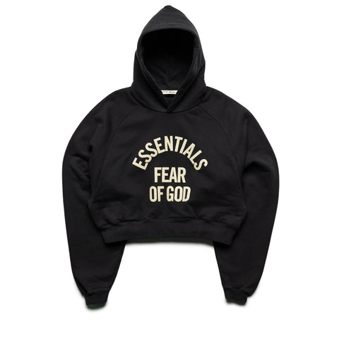 Women's Fear Of God Essentials Campus 90's Cropped Raglan Hoodie - Faded Black
