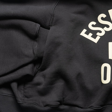 Women's Fear Of God Essentials Campus 90's Cropped Raglan Hoodie - Faded Black