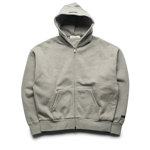 Fear Of God Essentials Classic Fit Fleece Zip-Up Hoodie - Concrete Heather