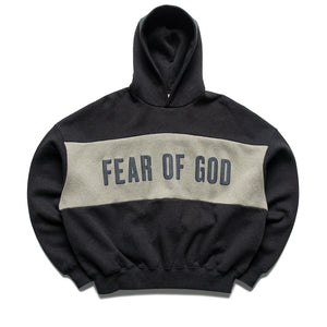 Fear Of God Essentials Cropped Relaxed Paneled Hoodie - Iron Grey Heather/Seal Heather