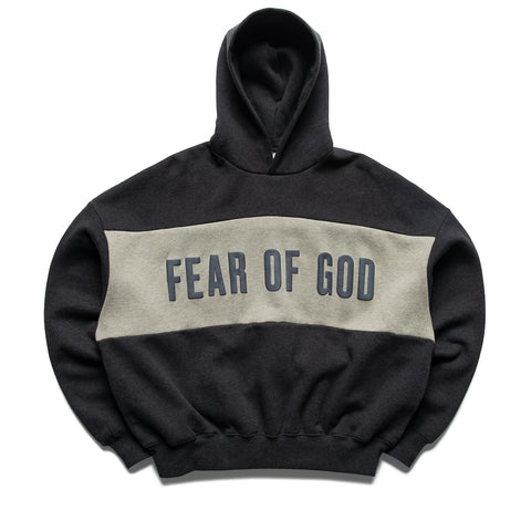 Fear Of God Essentials Cropped Relaxed Paneled Hoodie - Iron Grey Heather/Seal Heather