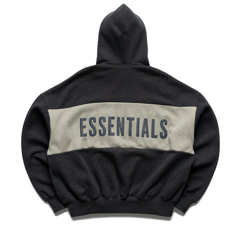 Fear Of God Essentials Cropped Relaxed Paneled Hoodie - Iron Grey Heather/Seal Heather