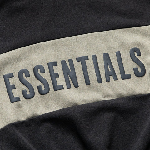 Fear Of God Essentials Cropped Relaxed Paneled Hoodie - Iron Grey Heather/Seal Heather