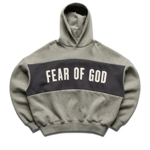 Fear Of God Essentials Cropped Relaxed Paneled Hoodie - Seal Heather/Iron Grey