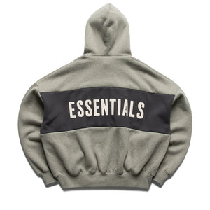 Fear Of God Essentials Cropped Relaxed Paneled Hoodie - Seal Heather/Iron Grey