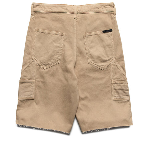 Fear Of God Essentials Raw Cut Denim Shorts - Overdyed Dune