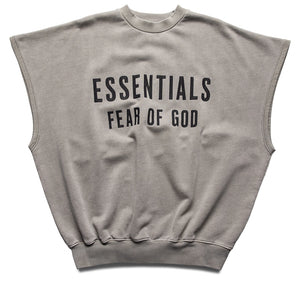 Fear Of God Essentials Relaxed Fleece Cutoff Sweatshirt - Washed Seal