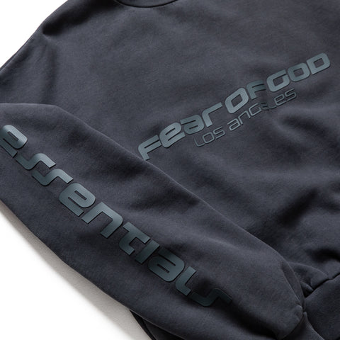 Fear Of God Essentials Los Angeles Heavy Fleece Cropped Sweatshirt - Vintage Black
