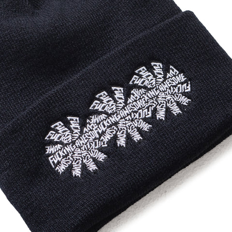 Fucking Awesome Three Spiral Cuff Beanie - Black