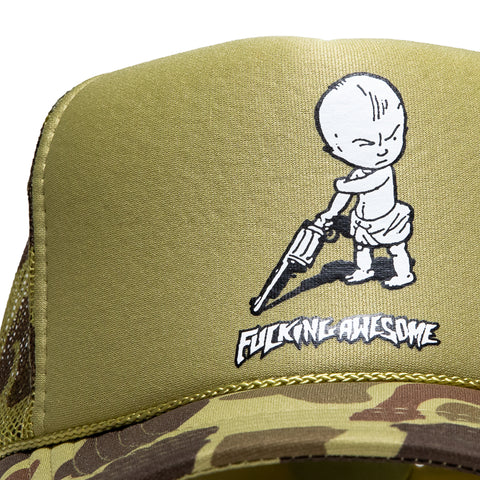 Fucking Awesome Gun Baby Soft Foam Trucker Hat - Washed Camo