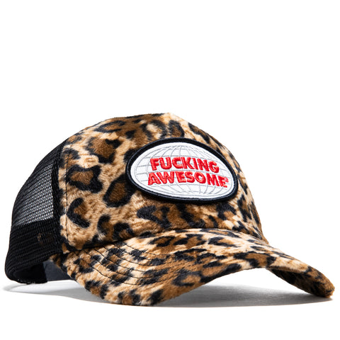 Fucking Awesome Patch Logo Leopard Trucker Hat - Leopard